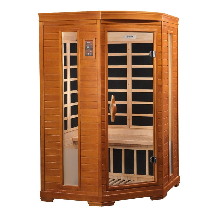 Dynamic Heming Elite 2 Person Corner Ultra Low EMF FAR Infrared Dry Sauna in Canadian Hemlock DYN-6225-02 Elite