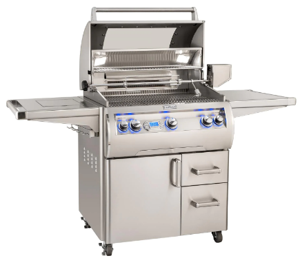 Fire Magic Echelon Diamond E660S 30-Inch Propane/Natural Gas Grill W/ One Infrared Burner, Side Burner, Magic View Window, Rotisserie, & Digital Thermometer - E660S-8L1P-62-W/E660S-8L1n-62-W