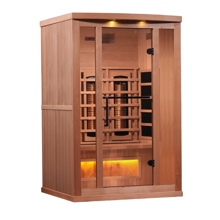 Golden Designs 2 Person FAR Infrared Dry Sauna with Himalayan Salt Bar GDI-8020-02