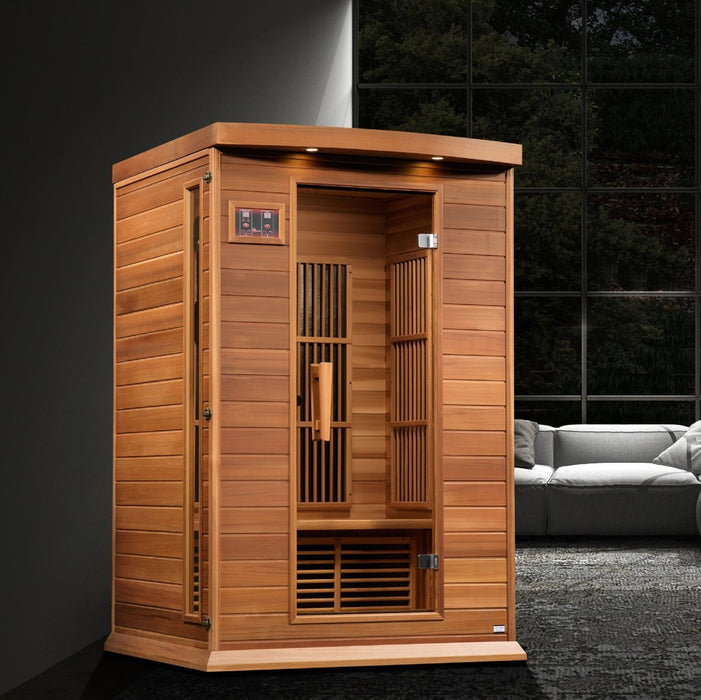 Maxxus 2 Person Near Zero EMF FAR Infrared Sauna in Canadian Red Cedar MX-K206-01-ZF CED