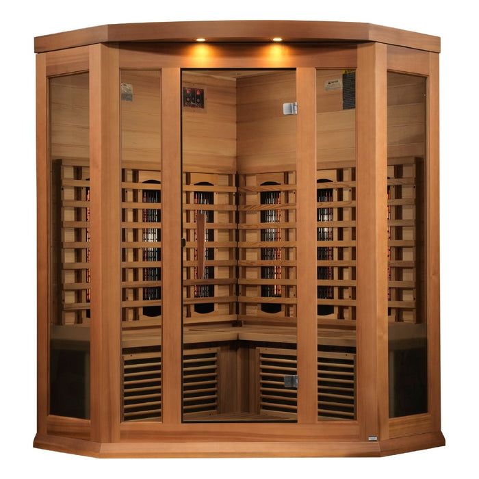 Maxxus 3 Person Corner Full Spectrum Near Zero EMF FAR Infrared Cedar Dry Sauna MX-M356-01-FS CED