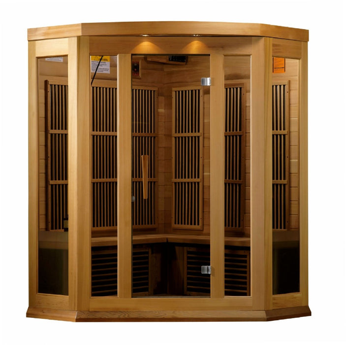 Maxxus 3 Person Corner Low EMF FAR Infrared Dry Sauna in Canadian Red Cedar MX-K356-01 CED