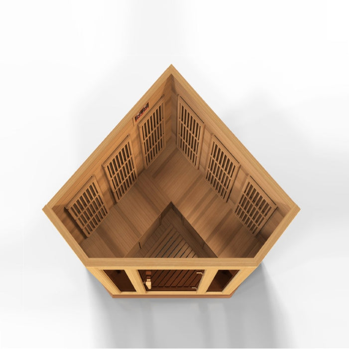 Maxxus 3 Person Corner Low EMF FAR Infrared Dry Sauna in Canadian Red Cedar MX-K356-01 CED