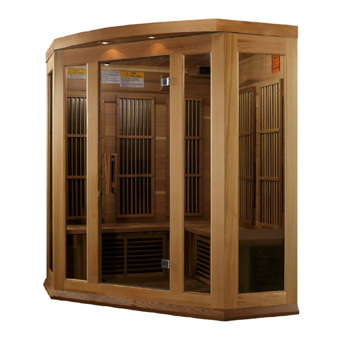 Maxxus 3 Person Corner Low EMF FAR Infrared Dry Sauna in Canadian Red Cedar MX-K356-01 CED