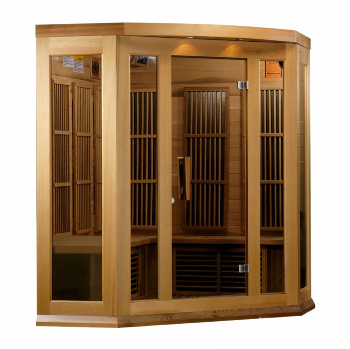 Maxxus 3 Person Corner Low EMF FAR Infrared Dry Sauna in Canadian Red Cedar MX-K356-01 CED