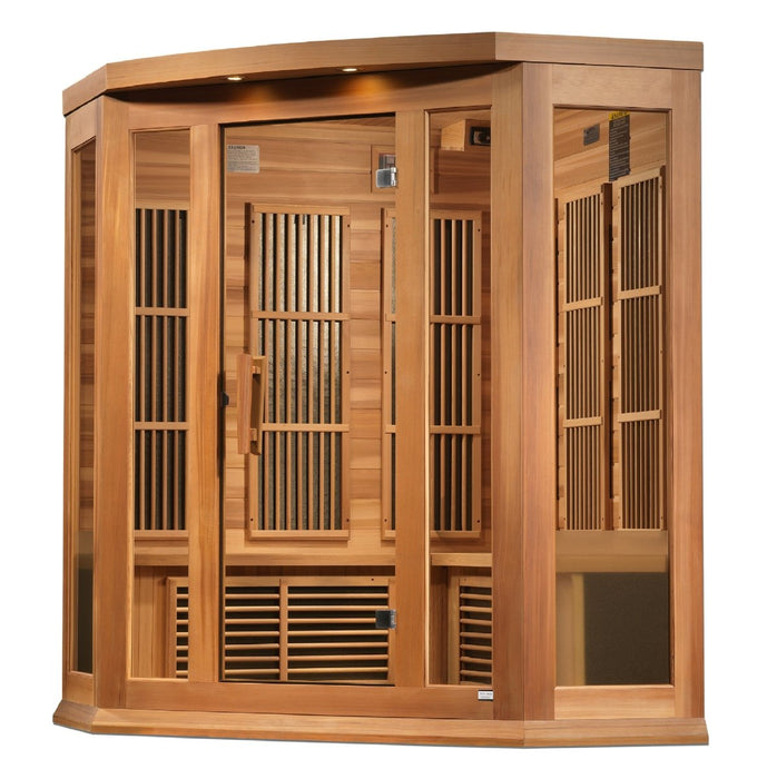 Maxxus 3 Person Corner Near Zero EMF FAR Infrared Dry Sauna in Canadian Red Cedar MX-K356-01-ZF CED