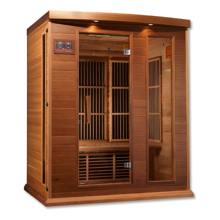Maxxus 3 Person Low EMF FAR Infrared Dry Sauna in Canadian Red Cedar MX-K306-01 CED