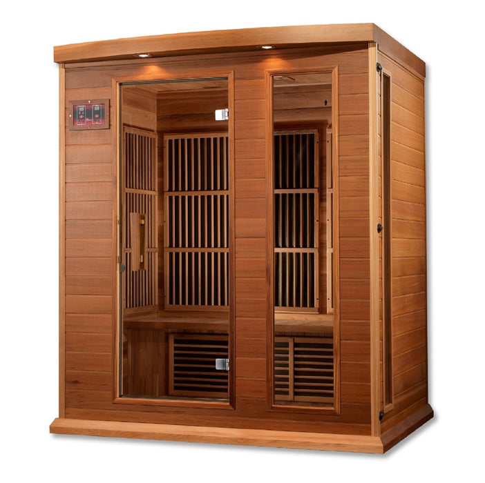 Maxxus 3 Person Low EMF FAR Infrared Dry Sauna in Canadian Red Cedar MX-K306-01 CED
