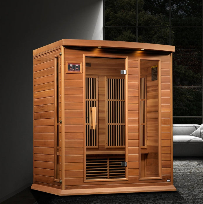 Maxxus 3 Person Near Zero EMF FAR Infrared Dry Sauna in Canadian Red Cedar MX-K306-01-ZF CED