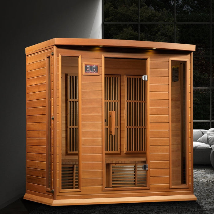 Maxxus 4 Person Corner Near Zero EMF FAR Infrared Dry Sauna in Canadian Red Cedar MX-K406-01-ZF CED