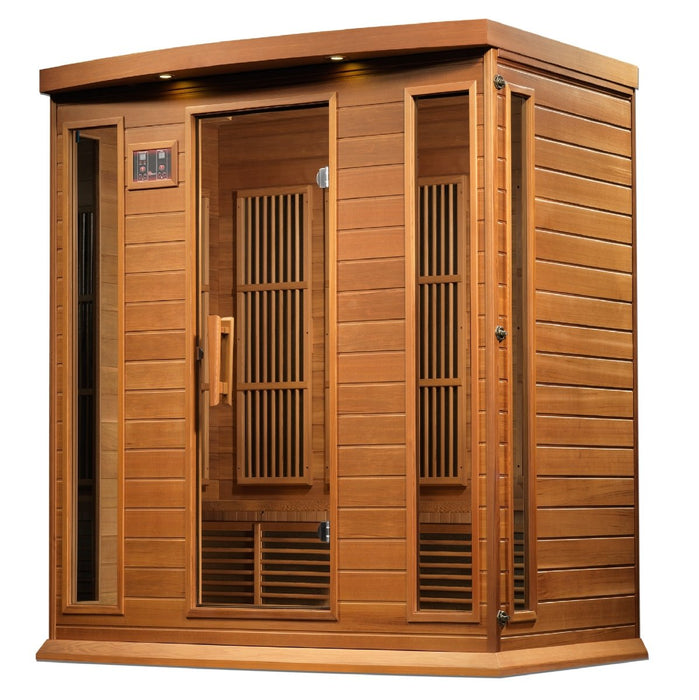 Maxxus 4 Person Corner Near Zero EMF FAR Infrared Dry Sauna in Canadian Red Cedar MX-K406-01-ZF CED