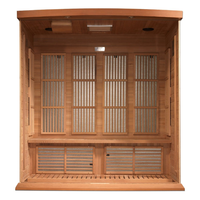 Maxxus 4 Person Corner Near Zero EMF FAR Infrared Dry Sauna in Canadian Red Cedar MX-K406-01-ZF CED