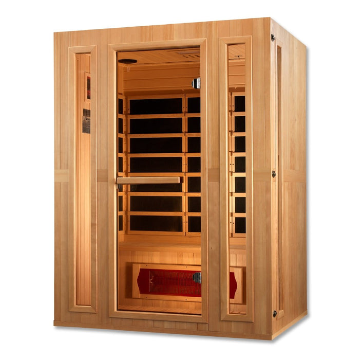 Maxxus "Trinity" 3 Person Corner Low EMF FAR Infrared Sauna in Canadian Hemlock MX-LS3-01