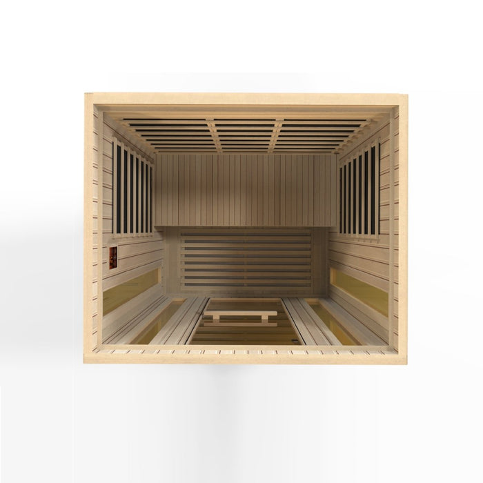 Maxxus "Trinity" 3 Person Corner Low EMF FAR Infrared Sauna in Canadian Hemlock MX-LS3-01