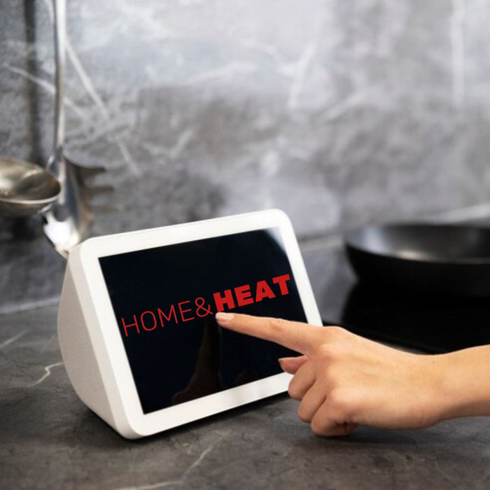 Home and heat website shown on the screen