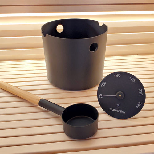 SaunaLife Essentials Set 6 Sauna Bucket and Ladle in Black