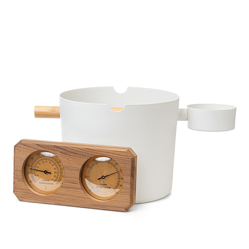 SaunaLife Essentials Set 7 Sauna Bucket and Ladle in White