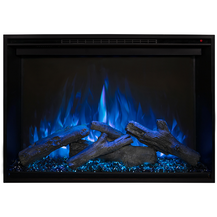 Fireplace remote control with sleek design.