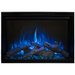 Fireplace remote control with sleek design.