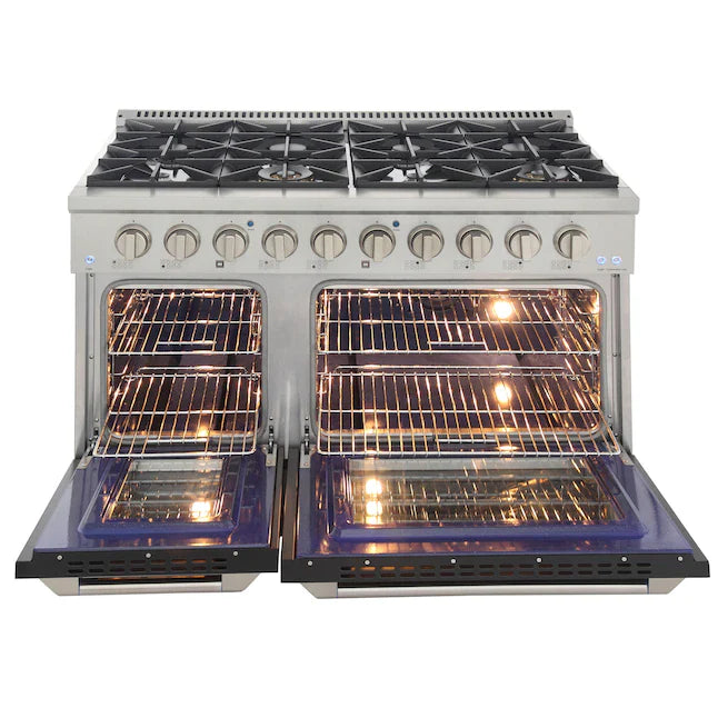 Kucht Signature 48" Pro-Style Dual Fuel Range in Black Oven Door & Gold (KDF482-K-GOLD)