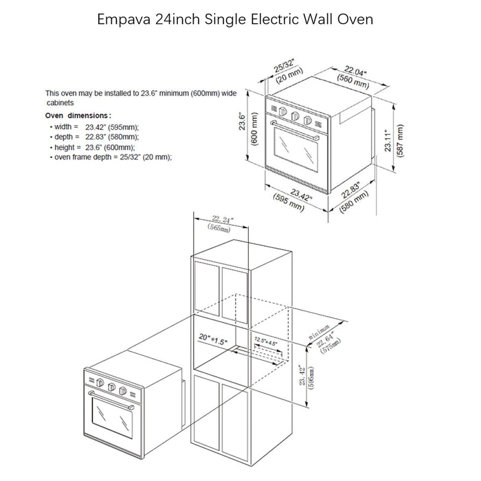 Empava 24-Inch Electric Single Wall Oven in Stainless Steel (EMPV-24WOA01)
