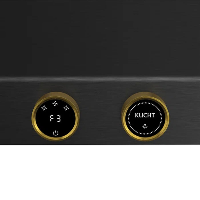 Kucht 30-Inch 900 CFM Ducted Under Cabinet Range Hood in Dark Titanium Stainless Steel with Gold Accents (KRHG300-GL)