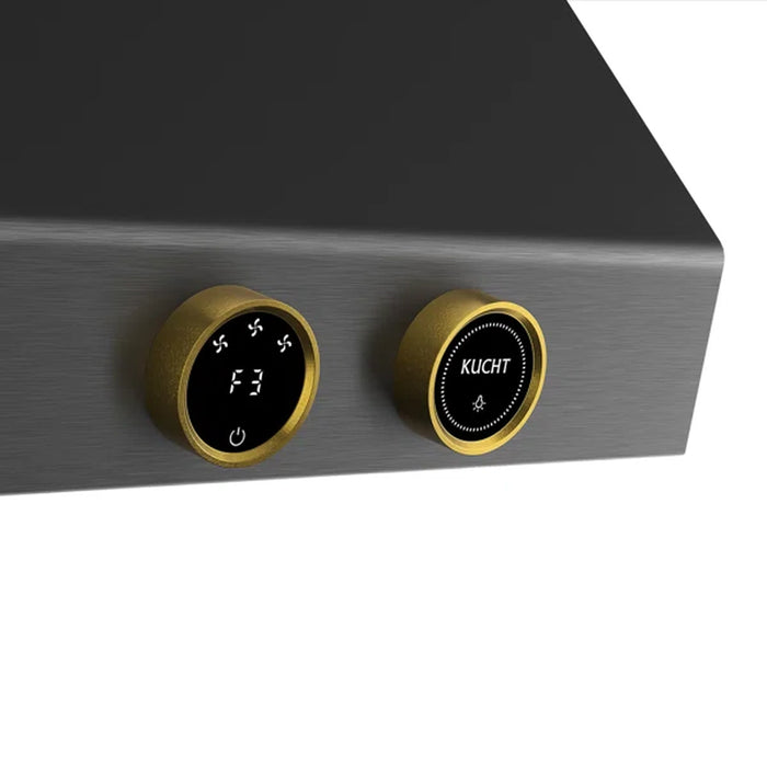 Kucht 30-Inch 900 CFM Ducted Under Cabinet Range Hood in Dark Titanium Stainless Steel with Gold Accents (KRHG300-GL)