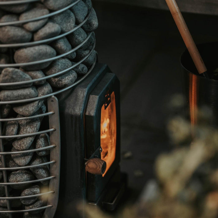 HUUM HIVE WOOD 13kW Wood Burning Sauna Stove Package w/ Thru-Roof Chimney and Stones and Floor Protection