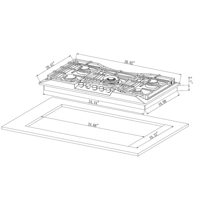 Empava 36-Inch Built-In Natural Gas Cooktops in Stainless Steel (EMPV-36GC24)