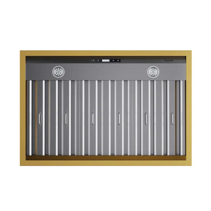 Kucht 36-Inch 600 CFM Wall Mount Range Hood in Stainless Steel with Gold Accents (KRH36SG)