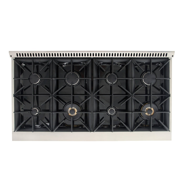 Kucht Signature 48-Inch Pro-Style Dual Fuel Range in Stainless Steel with White Oven Door & Gold (KDF482-W-GOLD)