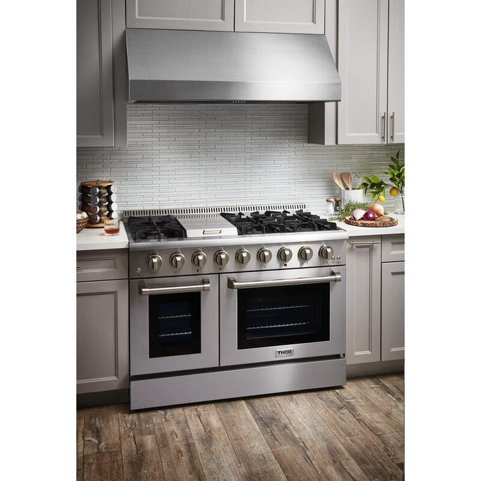 Thor Kitchen 48 in. Natural Gas Burner, Electric Oven 6.7 cu. ft. Range in Stainless Steel, HRD4803U
