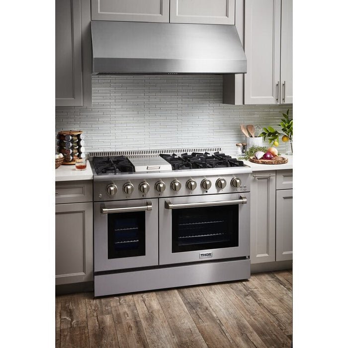 Thor Kitchen 48 in. Propane Gas Burner/Electric Oven 6.7 cu. ft. Range in Stainless Steel, HRD4803ULP