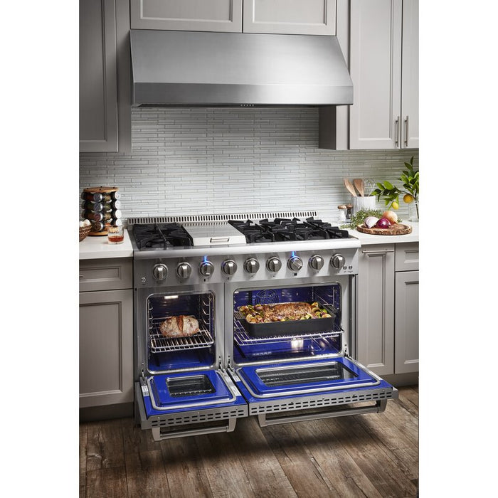 Thor Kitchen 48 in. Natural Gas Burner, Electric Oven 6.7 cu. ft. Range in Stainless Steel, HRD4803U