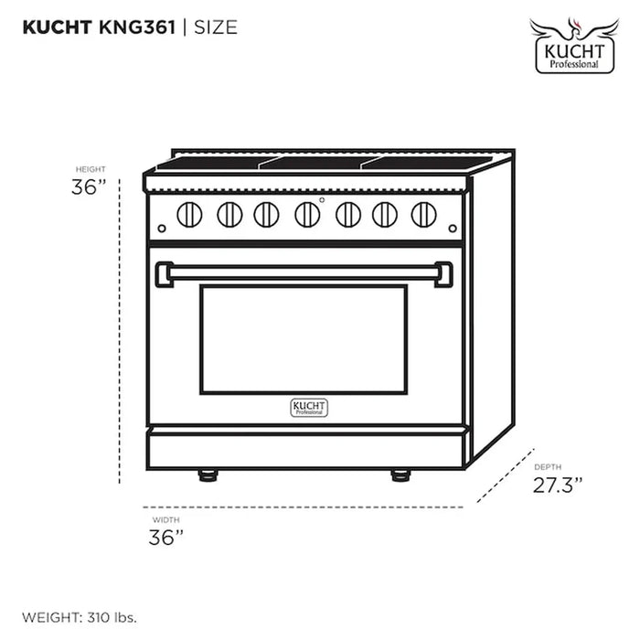 Kucht Professional 36-Inch 5.2 cu ft. Gas Range in Olive Green with Silver Accents (KNG361-OG)