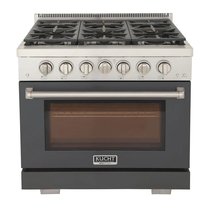Kucht Professional 36-Inch 5.2 cu. ft. Gas Range in Gray with Silver Accents (KFX360-GY)