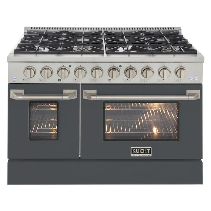 Kucht 48-Inch Pro-Style Dual Fuel Range with 4.2 cu. ft. Electric Oven and 8 Gas Burners in Gray (KDF482-GR)