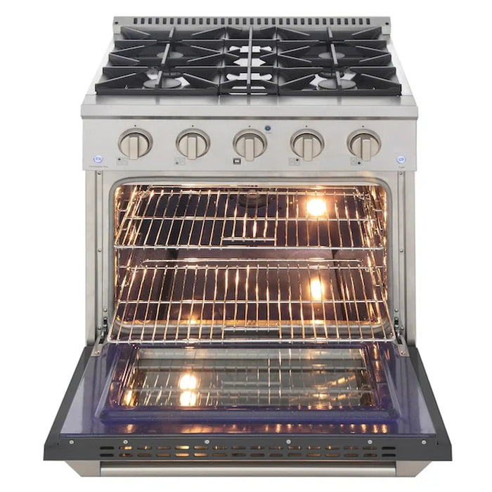 Kucht Professional 30-Inch 4.2 cu ft. Gas Range in Cement Gray with Silver Accents (KNG301-GR)