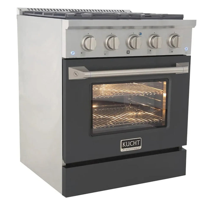 Kucht Professional 30-Inch 4.2 cu ft. Gas Range in Cement Gray with Silver Accents (KNG301-GR)