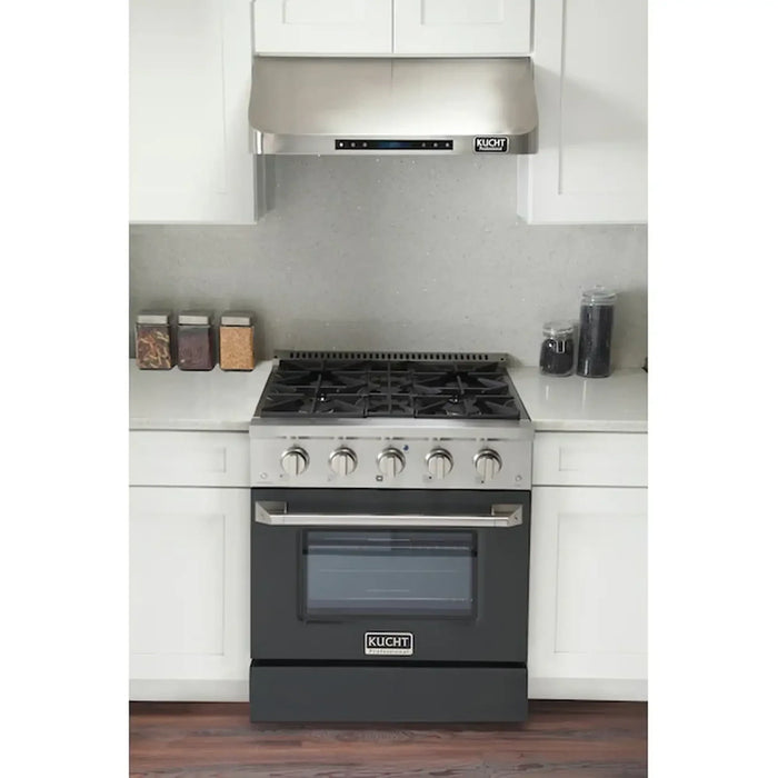 Kucht Professional 30-Inch 4.2 cu ft. Gas Range in Cement Gray with Silver Accents (KNG301-GR)