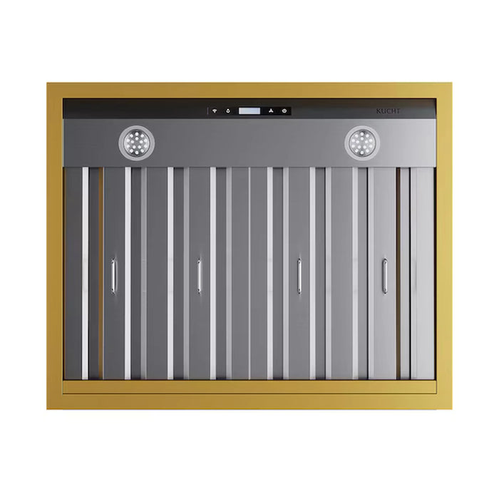 Kucht 30-Inch 600 CFM Ducted Wall Mout Range Hood in Stainless Steel with Gold Accents (KRH30SG)