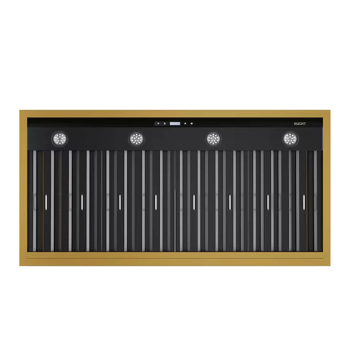 Kucht 48-Inch 800 CFM Ducted Wall Mount Range Hood in Dark Titanium Stainless Steel with Gold Accents (KRH48TG)