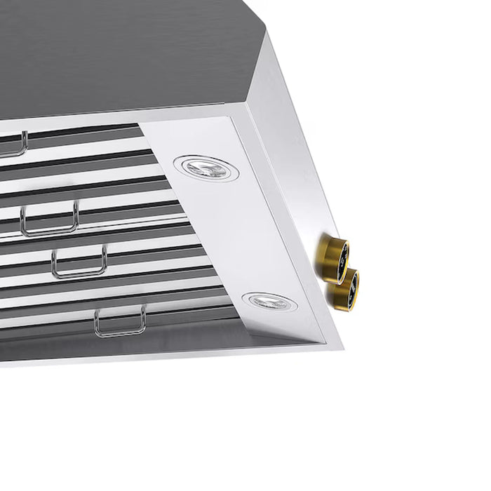 Kucht 30-Inch 900 CFM Wall Mount Range Hood in Stainless Steel with Gold Trim (KRH300-GL-C)