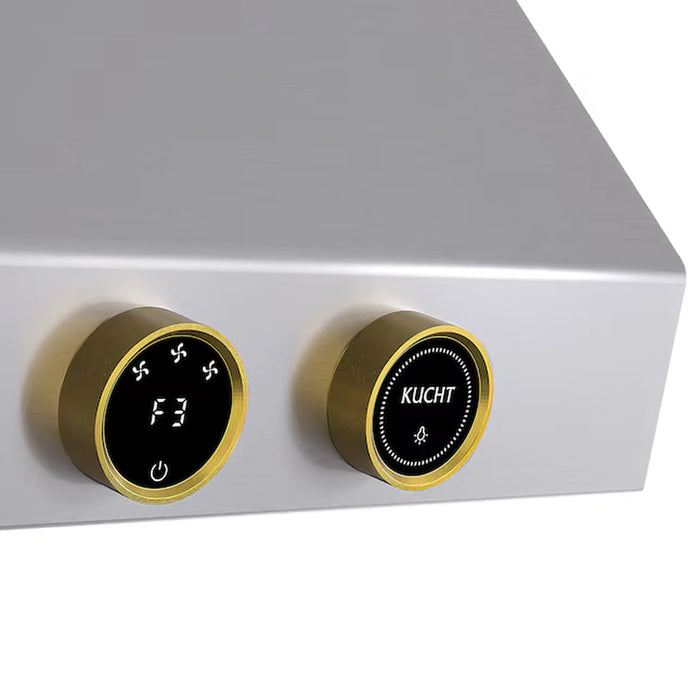 Kucht 30-Inch 900 CFM Wall Mount Range Hood in Stainless Steel with Gold Trim (KRH300-GL-C)