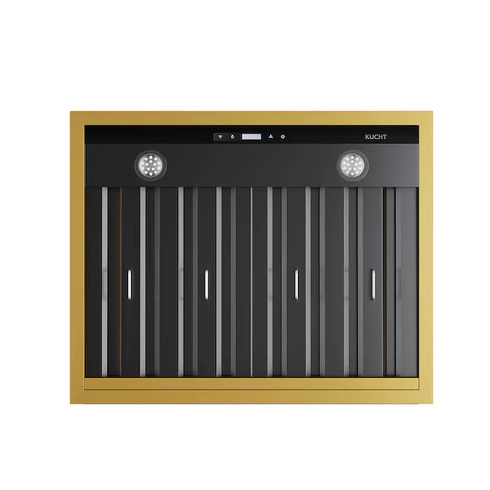Kucht 30-Inch 600 CFM Ducted Wall Mout Range Hood in Dark Titanium Stainless Steel with Gold Accents (KRH30TG)