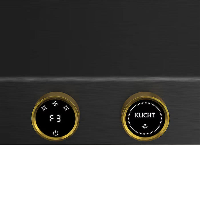 Kucht 30-Inch 900 CFM Ducted Wall Mount Range Hood in Dark Titanium Stainless Steel with Gold Accents (KRHG300-GL-C)