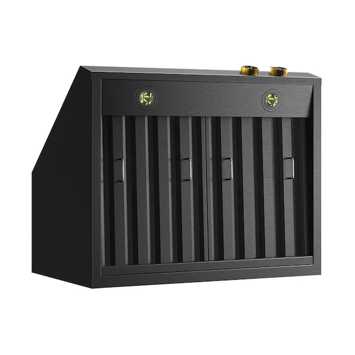 Kucht 30-Inch 900 CFM Ducted Wall Mount Range Hood in Dark Titanium Stainless Steel with Gold Accents (KRHG300-GL-C)