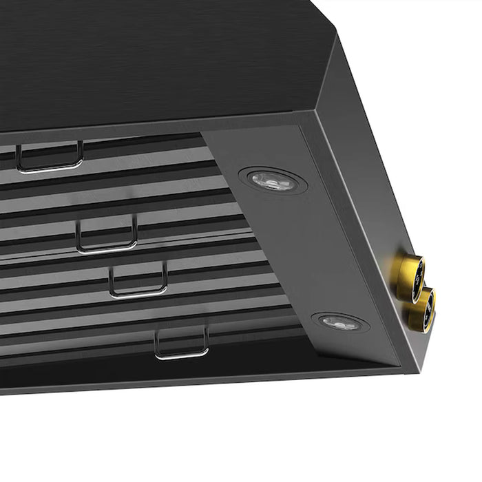 Kucht 30-Inch 900 CFM Ducted Wall Mount Range Hood in Dark Titanium Stainless Steel with Gold Accents (KRHG300-GL-C)