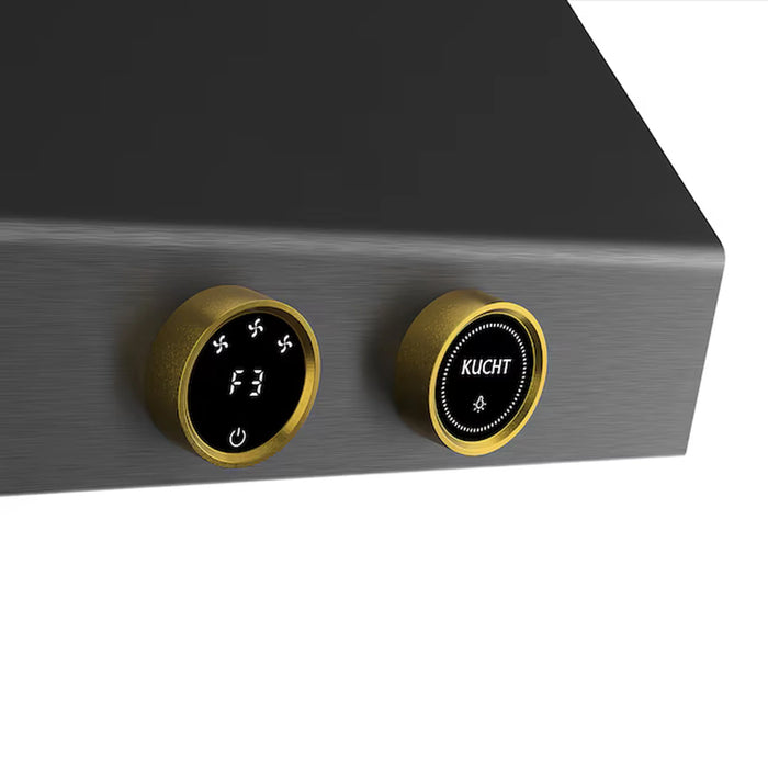 Kucht 30-Inch 900 CFM Ducted Wall Mount Range Hood in Dark Titanium Stainless Steel with Gold Accents (KRHG300-GL-C)