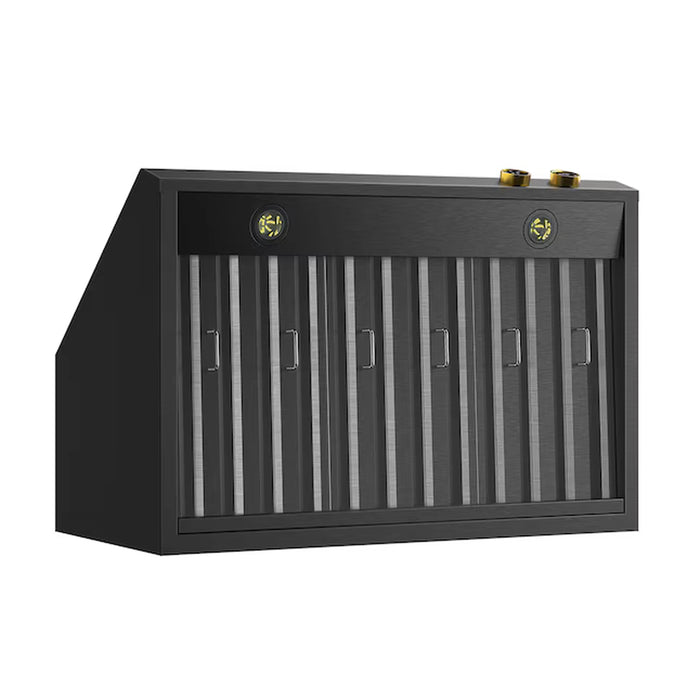Kucht 36-Inch 900 CFM Ducted Wall Mount Range Hood in Dark Titanium Stainless Steel with Gold Accents (KRHG360-GL-C)